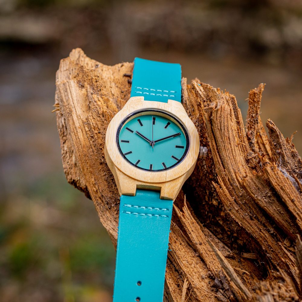 Reloj de madera correa azul claro Ladyblue (39 mm) - Image 5