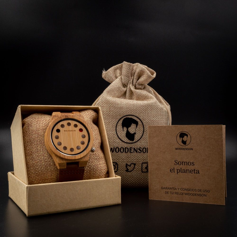 Reloj de Bambú sin agujas modelo Wormhole - Image 9