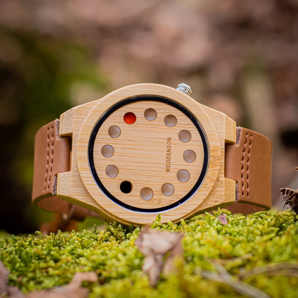 Reloj de Bambú sin agujas modelo Wormhole