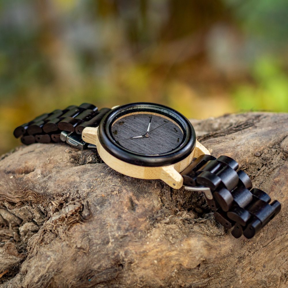 Reloj de madera articulada Kish (44 mm) - Image 3
