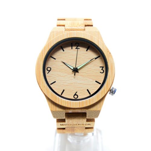 Reloj de madera de bambú con eslabones modelo Elke