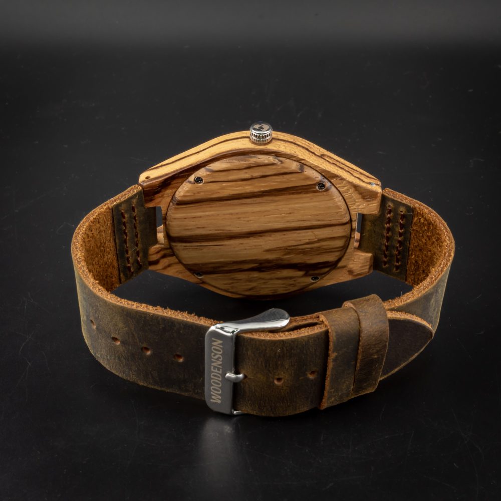 Reloj de madera de zebrano modelo Nara (44 mm) - Image 4