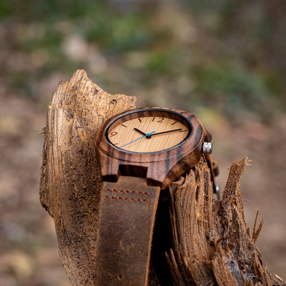 Reloj de madera de zebrano modelo Nara (44 mm) - Image 7