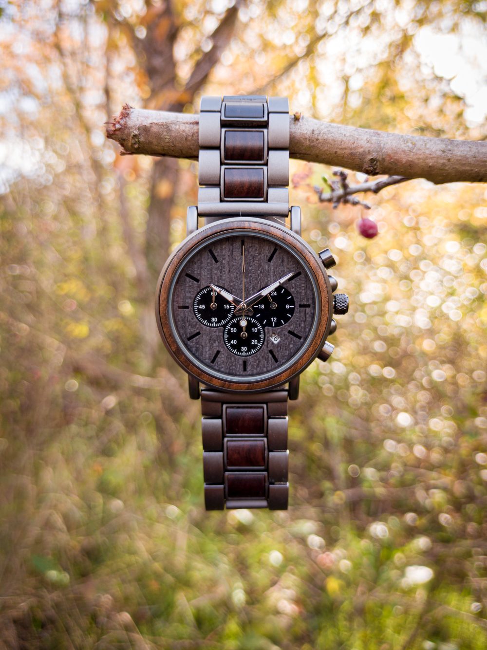 Reloj de madera y metal con cronógrafo modelo Ferrae - Image 3