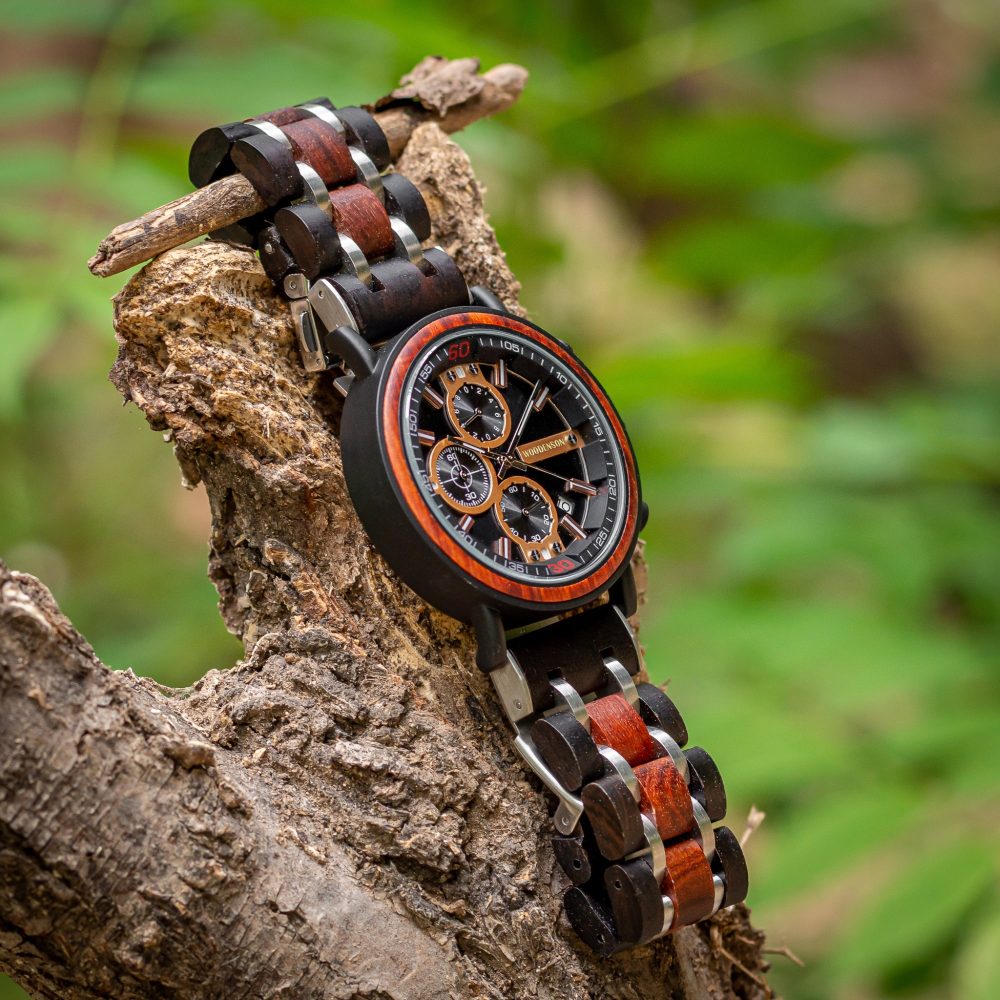 Reloj en madera de Caoba y Acero Negro Grand Canyon - Image 4
