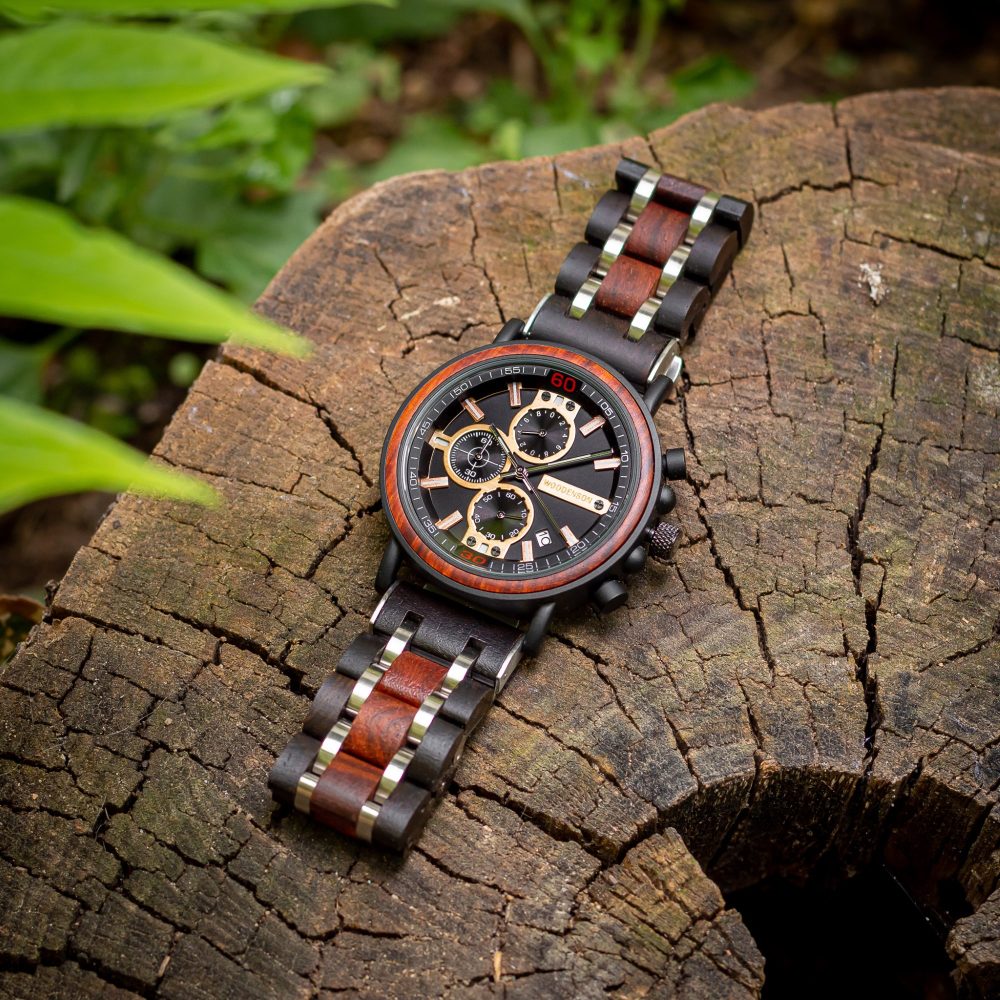Reloj en madera de Caoba y Acero Negro Grand Canyon - Image 3