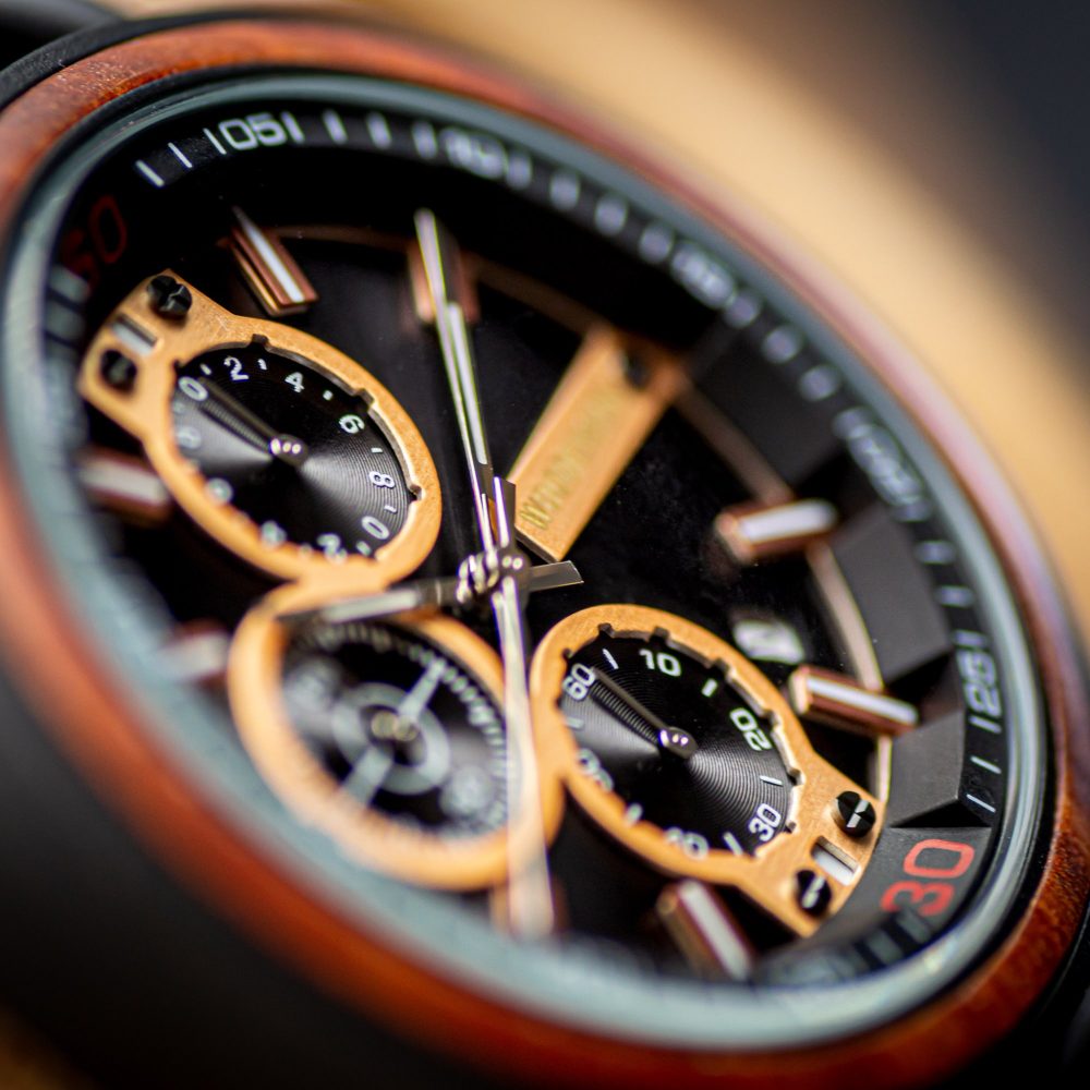 Reloj en madera de Caoba y Acero Negro Grand Canyon - Image 6