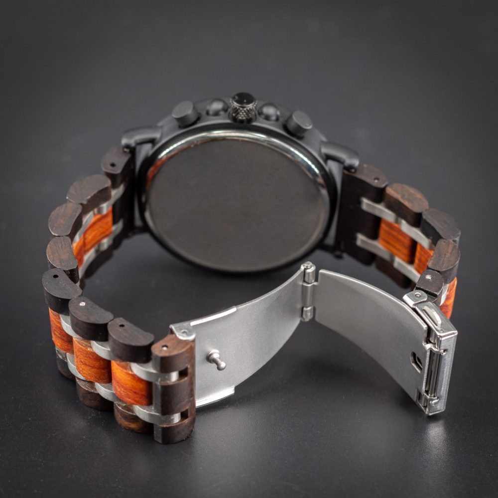 Reloj en madera de Caoba y Acero Negro Grand Canyon - Image 5