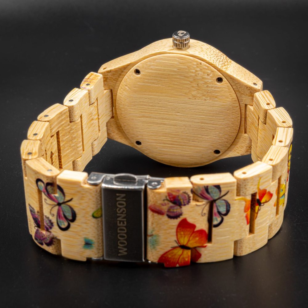Reloj en madera de bambú decorada Capri - Image 4