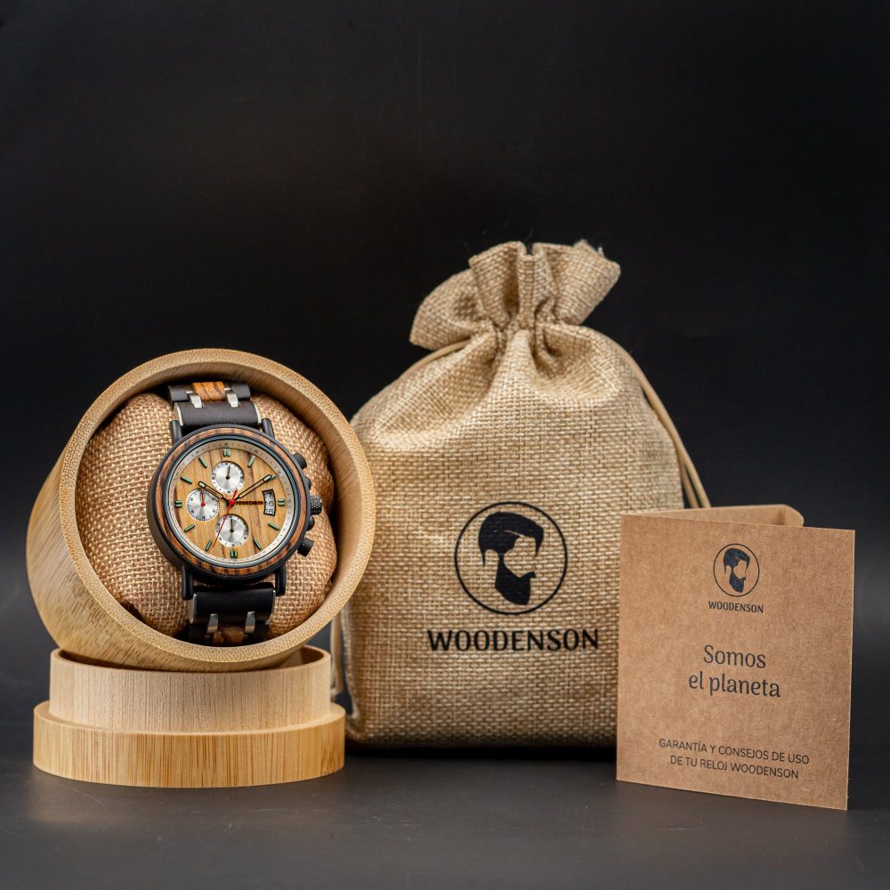 Reloj en madera de Zebrano y Acero Negro con cronógrafo Yosemite - Image 8
