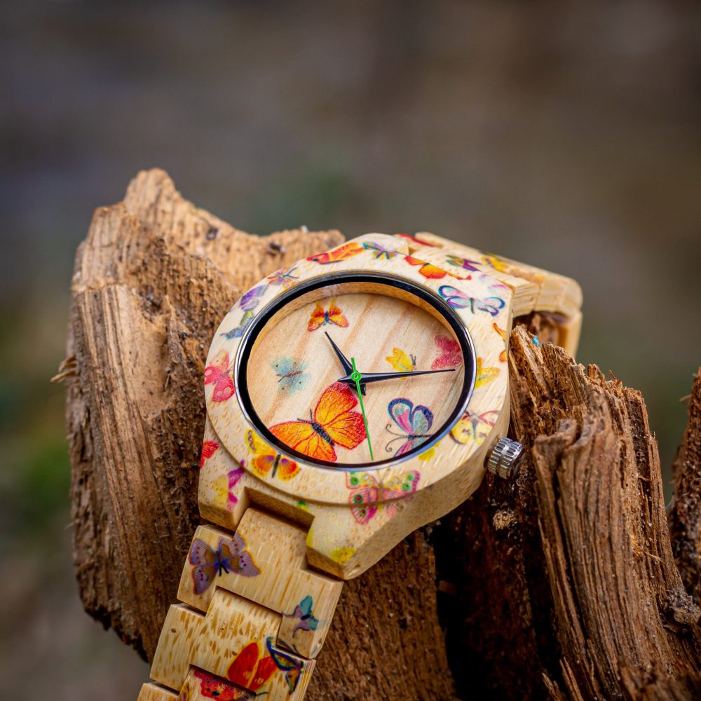 Reloj en madera de bambú decorada Capri - Image 5
