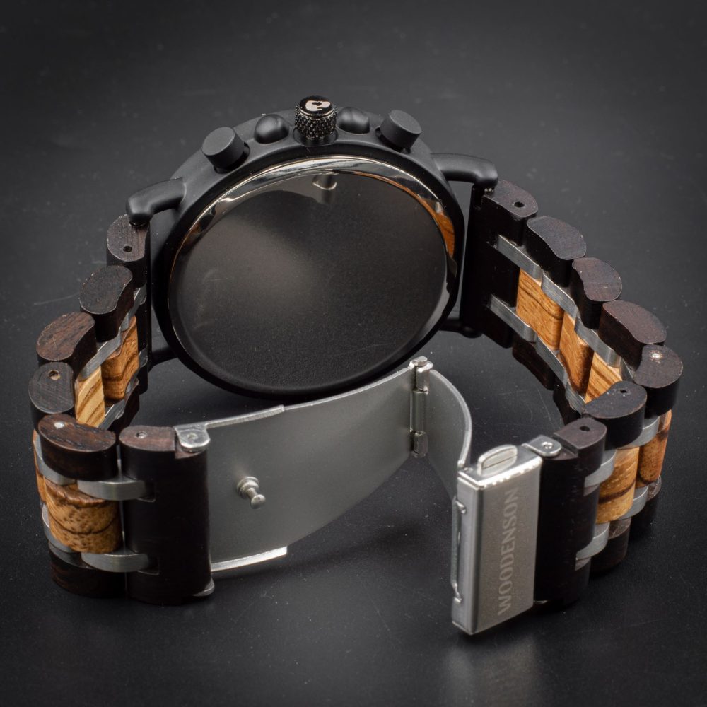Reloj en madera de Zebrano y Acero Negro con cronógrafo Yosemite - Image 5