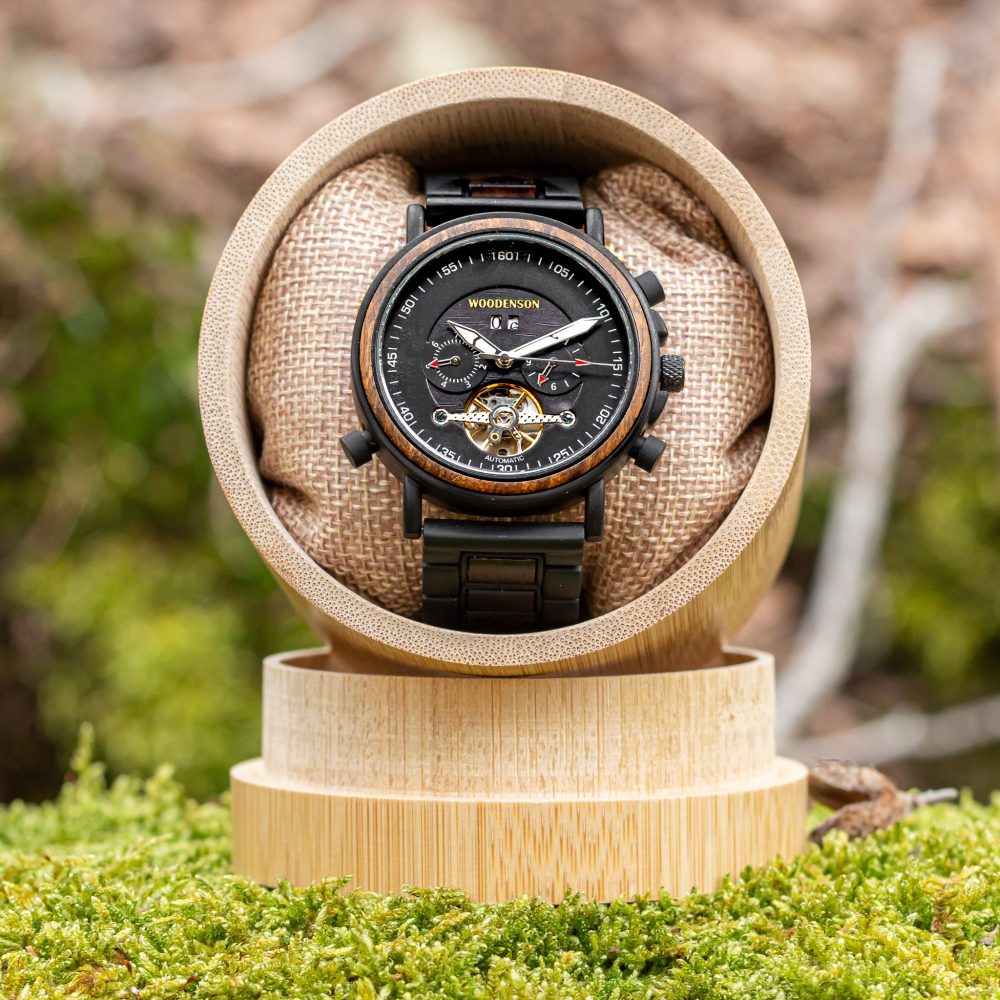 Reloj Automático de madera y acero modelo Obsidian - Image 8