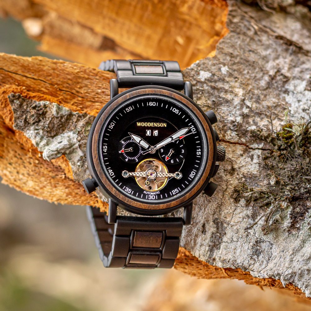 Reloj Automático de madera y acero modelo Obsidian - Image 2