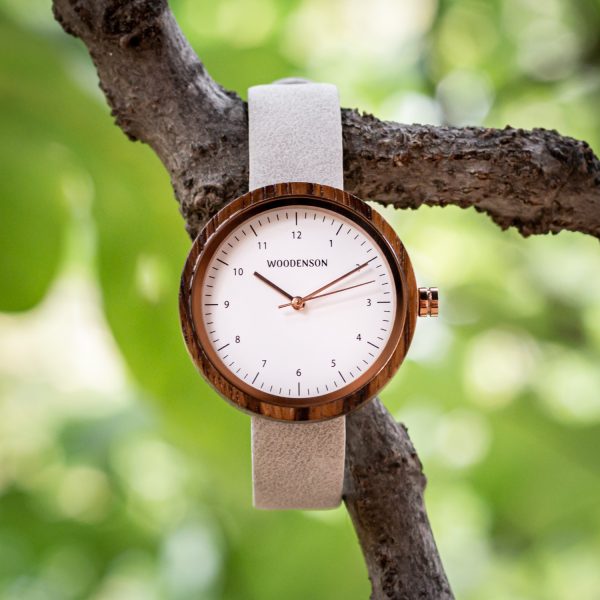 Reloj de madera de Bambú con correa de tela modelo Yellowstone - Woodenson  México