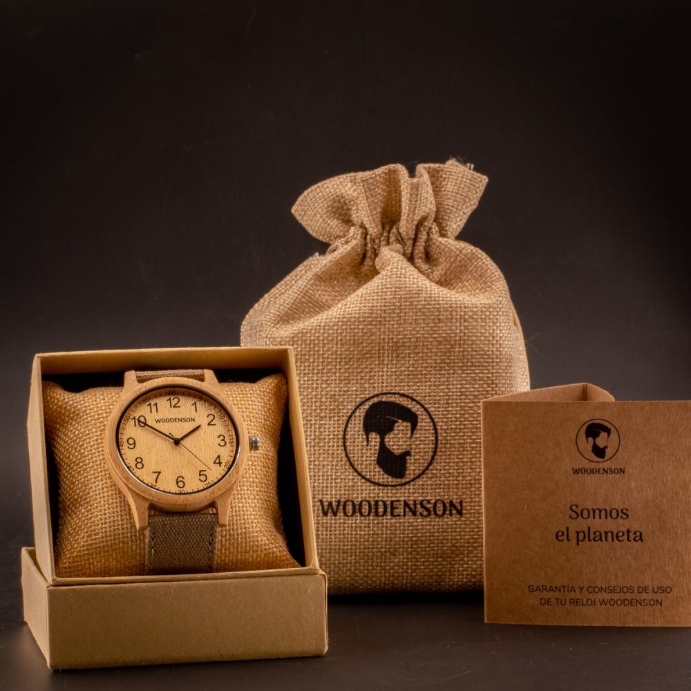 Reloj de madera de Bambú con correa de tela modelo Yellowstone - Image 9