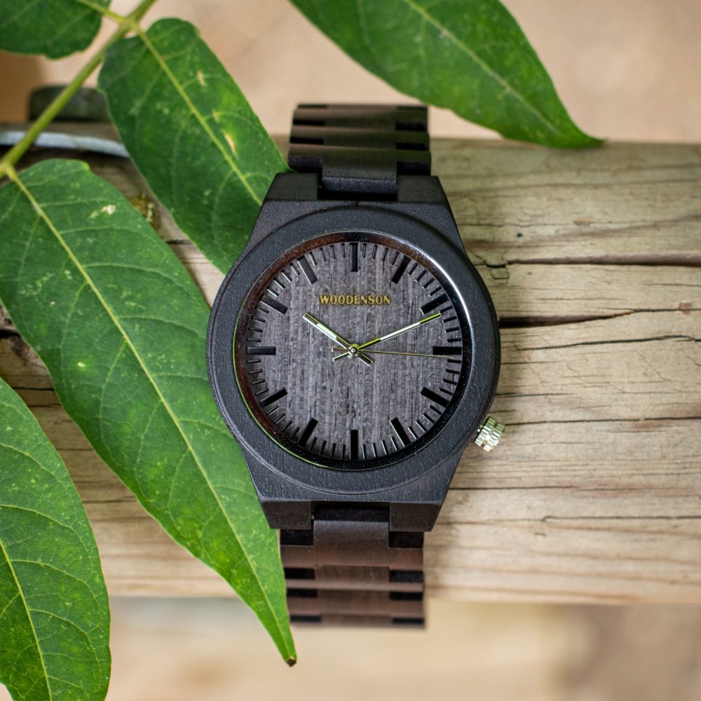 Reloj de madera de Chacate con correa de eslabones modelo Katsura