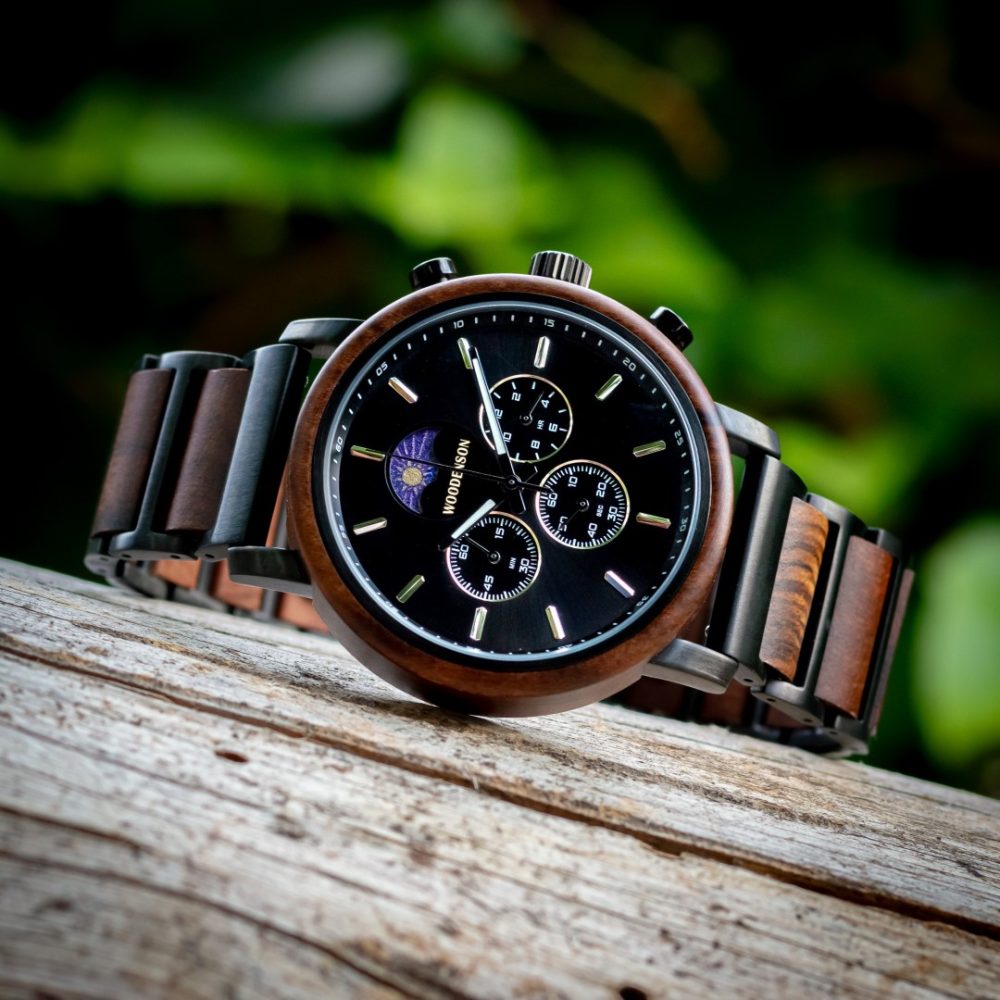 Reloj de madera de tigre Teide