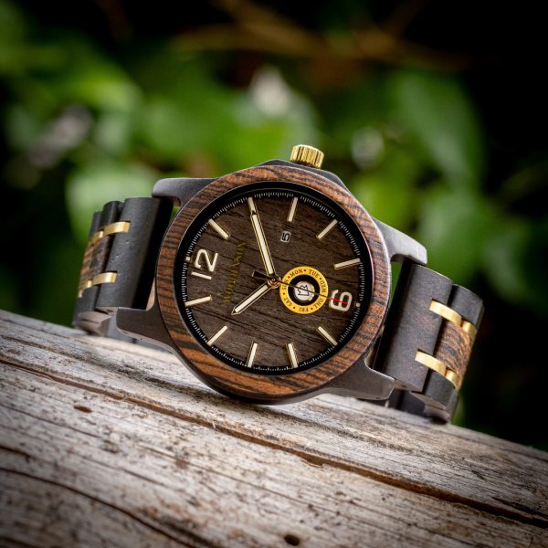 Reloj de madera de Bambú con correa de tela modelo Yellowstone - Woodenson  México