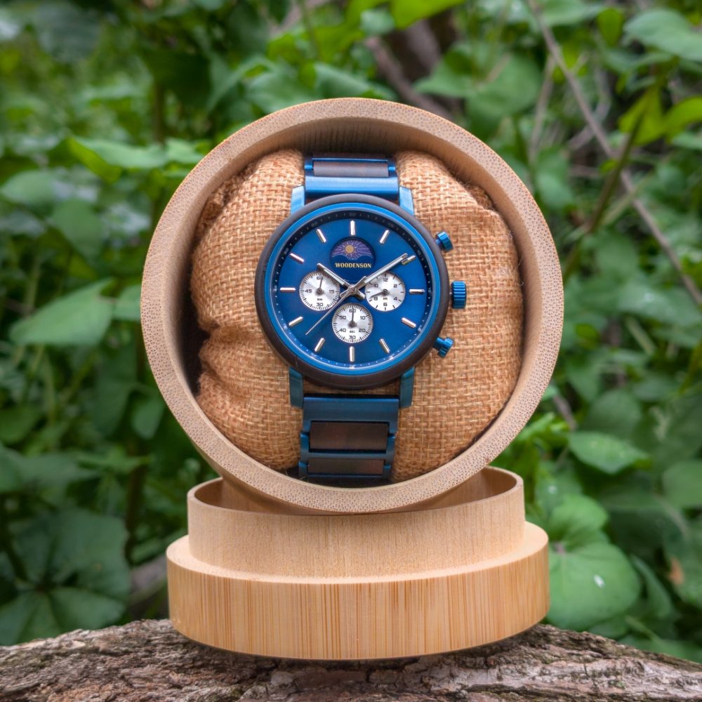Reloj en Madera de Sándalo y Acero modelo Snowball - Image 4