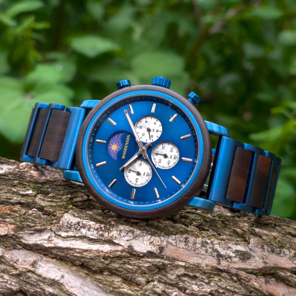 Reloj en Madera de Sándalo y Acero modelo Snowball - Image 3