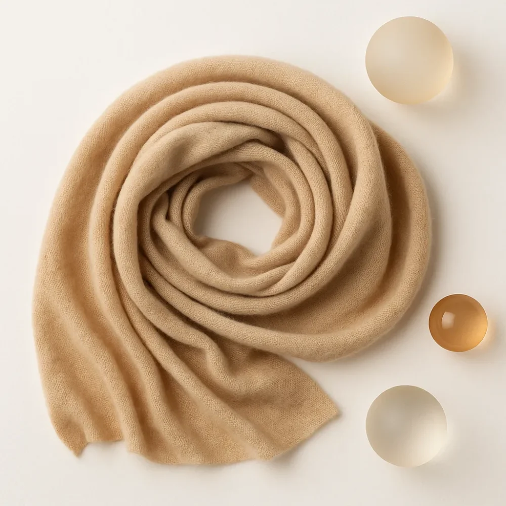 BEIGE NATURAL. Bufanda 100% Cashmere.  The Edit 2025