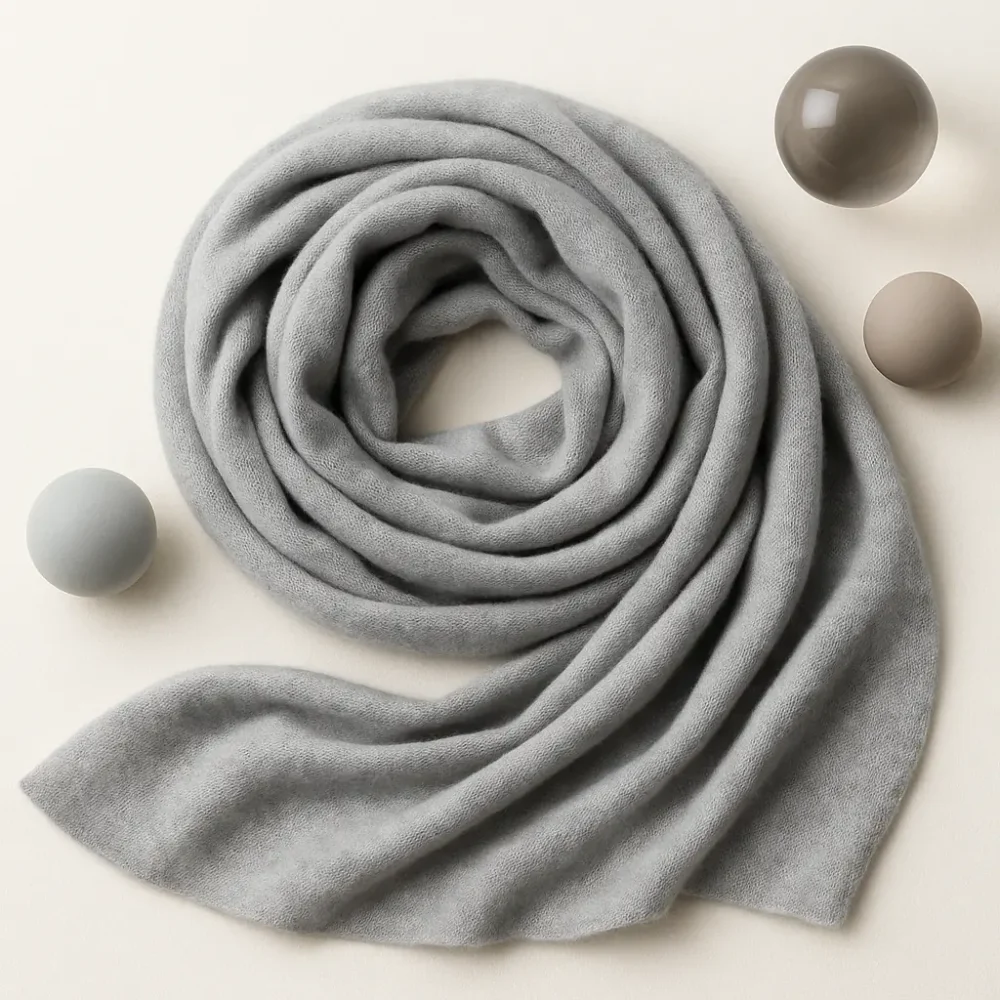 GRIS PERLA. Bufanda 100% Cashmere.  The Edit 2025