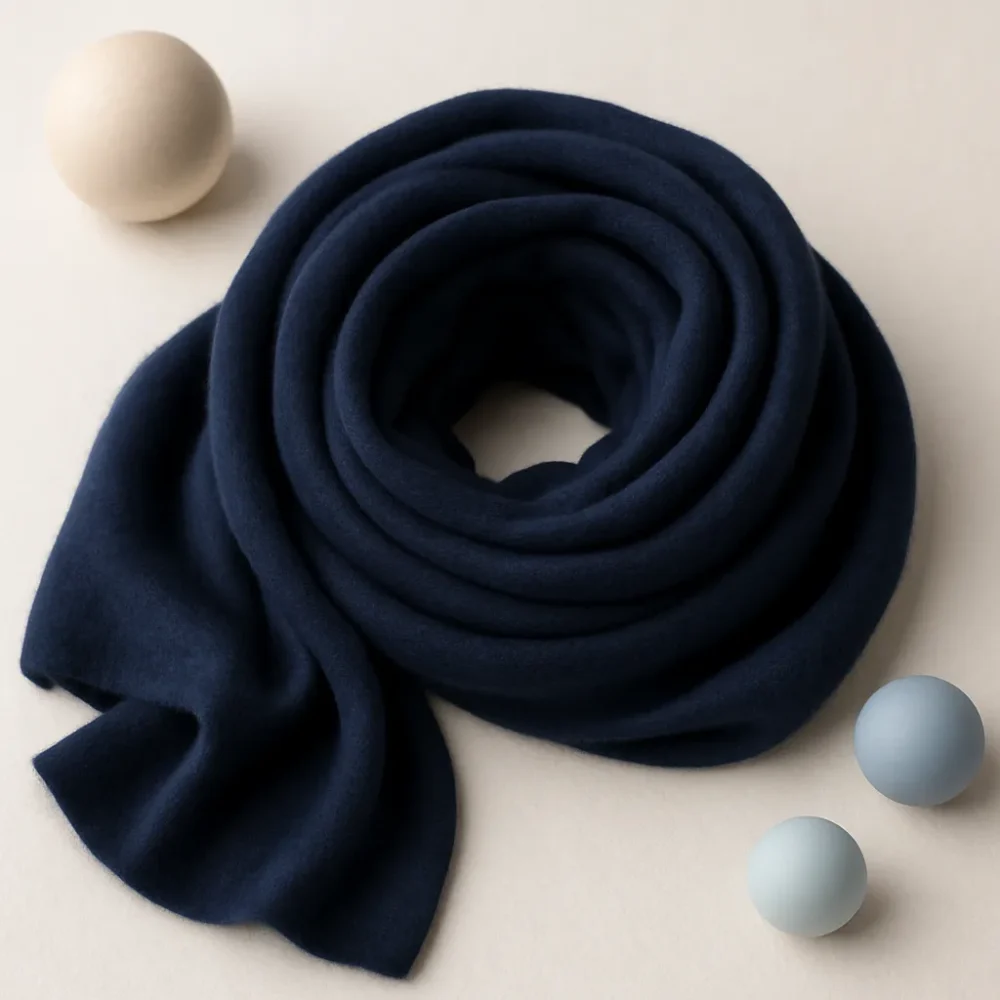 AZUL NOCHE. Bufanda 100% Cashmere. The Edit 2025